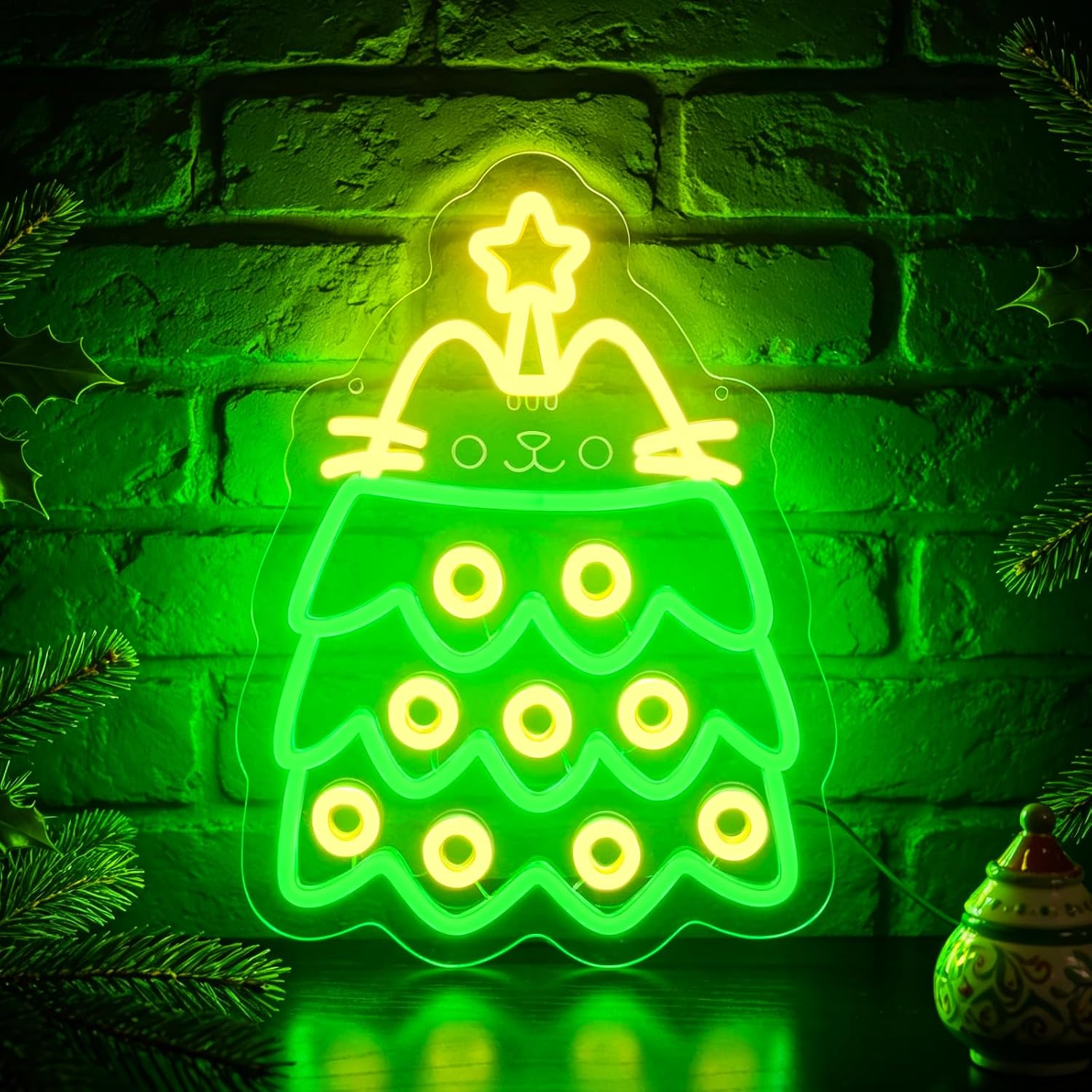 Lighting Christmas Decor - 크리스마스 트리 LED 네온 간판, USB
