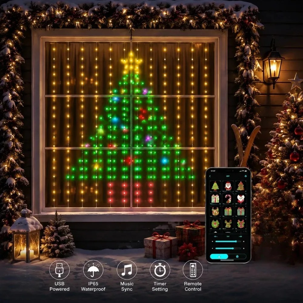 크리스마스 조명 스트링 LED 커튼 조명 색상 변경 가 - Lighting Decoration Ideas 리뷰 및 가격