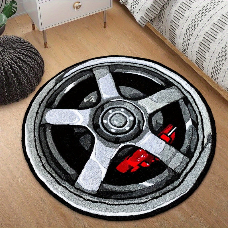 VIKAMA 자동차 휠 림 디자인 라운드 러그 부드러운 - Lighting Mcqueen Bedroom Decor 리뷰 및 가격