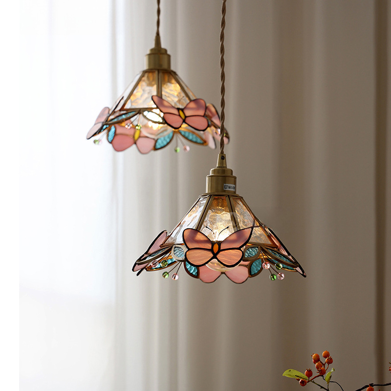 나비 유리 구리 모던 LED 펜던트 램프 옆 실내 장식 - Lighting Decor Bedroom 리뷰 및 가격