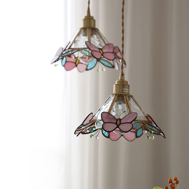 나비 유리 구리 모던 LED 펜던트 램프 옆 실내 장식 - Lighting Decor Bedroom 리뷰 및 가격